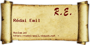 Rédai Emil névjegykártya